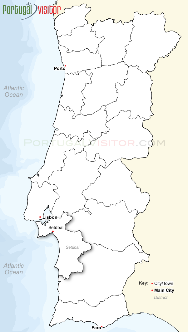 Mapa de Setúbal Portugal.